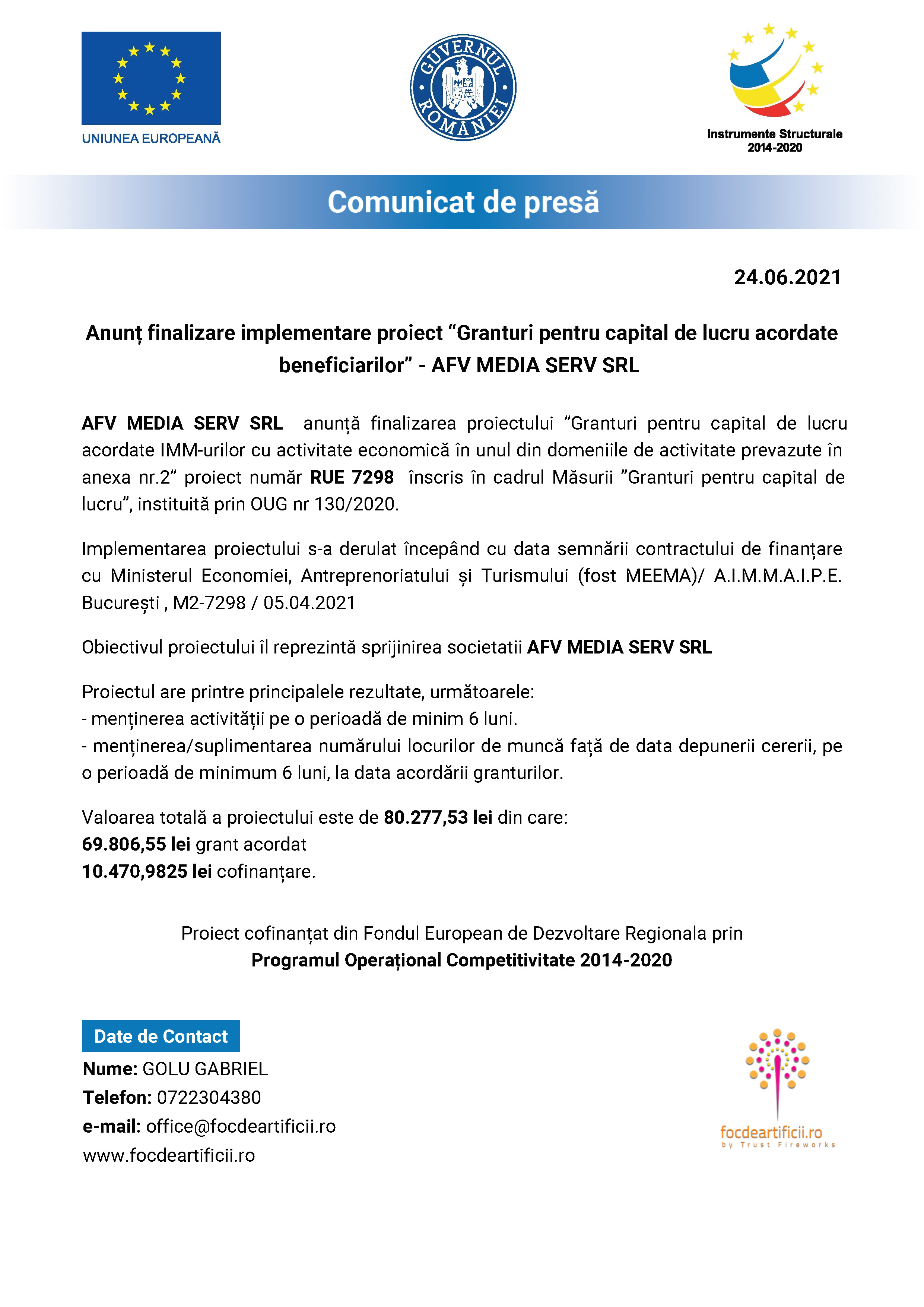 Anunt de presa final